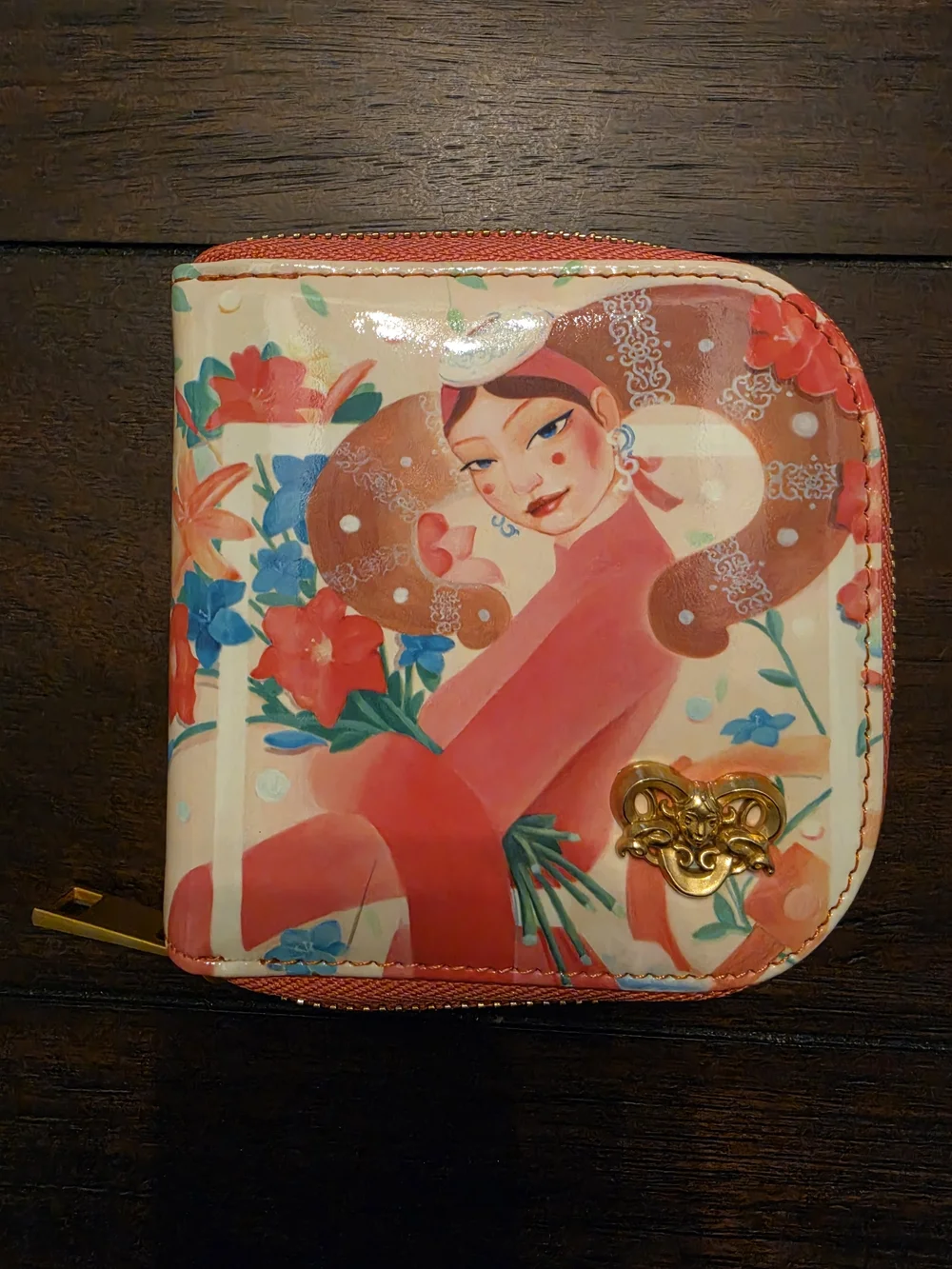 Yalguun Accessories Novelty Floral Art Zip Wallet - Red/Pink